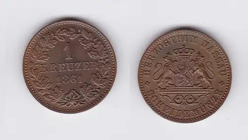 1 Kreuzer Kupfer Münze Nassau Adolph 1861 (117273)