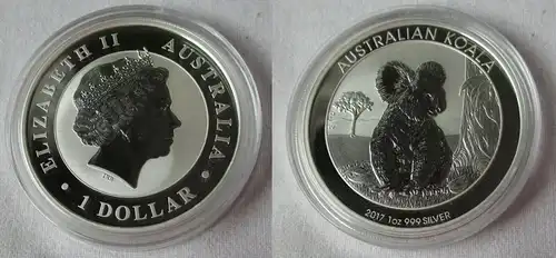 1 Dollar Silber Münze Australien Koala Bär 2017 1 Unze Silber UNC (134438)