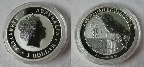 1 Dollar Silbermünze Australien Kookaburra 2016 Stempelglanz (134188)