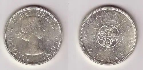 1 Dollar Silber Münze Kanada Lilie, Kleeblatt, Distel und Rose 1964 (113937)