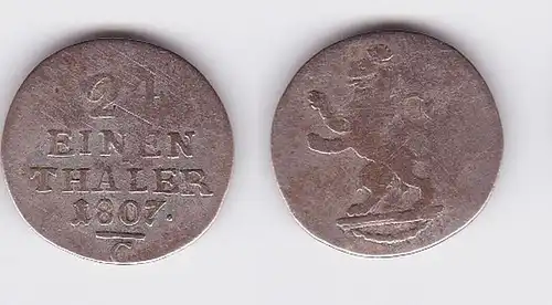 1/24 Taler Silber Münze Hessen Kassel 1807 G (117172)