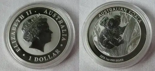 1 Dollar Silber Münze Australien Koala Bär 2013 1 Unze Silber UNC (134093)