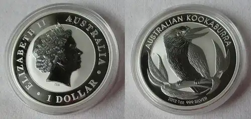 1 Dollar Silber Münze Australien Kookaburra 2012 1 Unze Silber Stgl. (134227)