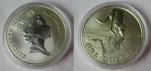 1 Dollar Silber Münze Australien Känguru 1997 1 Unze Silber Stgl. (134230)