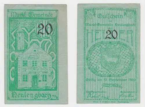 20 Heller Banknote Marktgemeinde Neulengbach 30. September 1920 (145901)