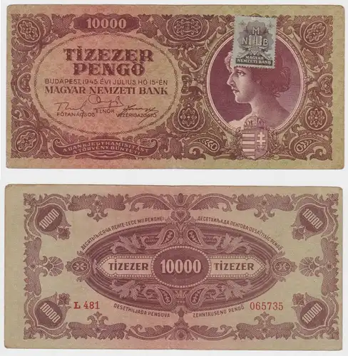 10000 Pengö Banknote Ungarn Budapest 15. Juli 1945 Pick 119 (152817)