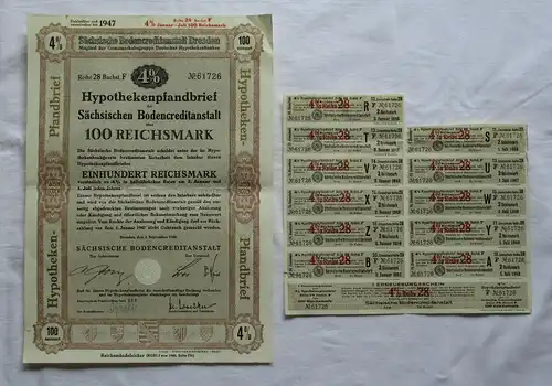 100 RM Schuldverschreibung Sächsische Bodencreditanstalt Dresden 1940 (150265)