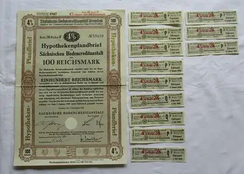 100 RM Schuldverschreibung Sächsische Bodencreditanstalt Dresden 1940 (150466)
