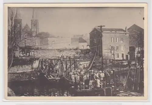 95918 Foto Maasbrücke bei Mouzon Frankreich im 1.Weltkrieg um 1915