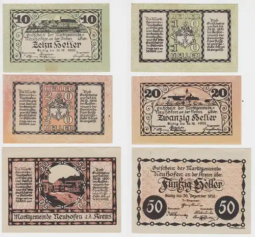 10, 20 und 50 Heller Banknote Neuhofen a.d. Krems 30.12.1920 (143881)