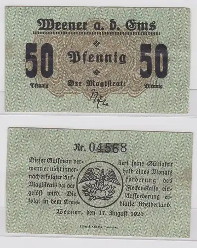 50 Pfennig Banknoten Notgeld Flecken Weener a.d.Ems 17.8.1920 (153589)