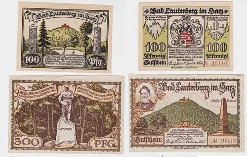 1 & 3 Mark Banknoten Notgeld Stadt Lauterberg im Harz 15.7.1921 (152161)