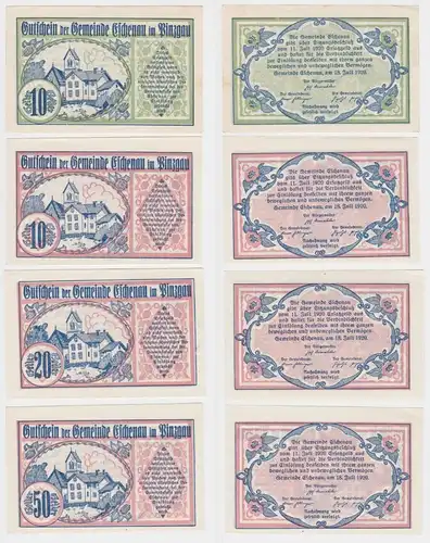 4 Banknoten 10 bis 50 Heller Notgeld Gemeinde Eschenau im Pinzgau (145186)