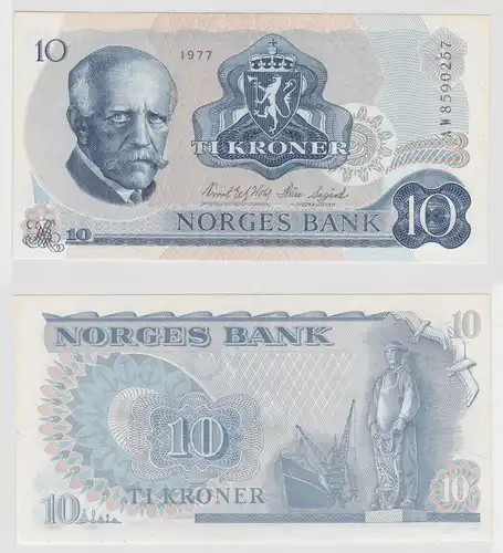 10 Kronen Kroner Banknote Norwegen 1977 bankfrisch UNC Pick 36c (127212)