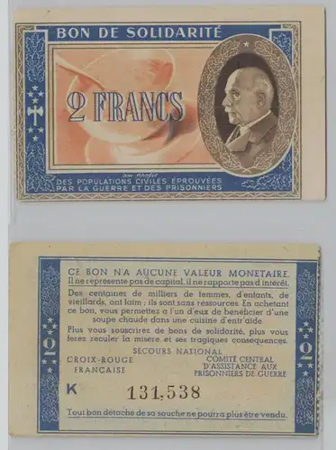 2 Franc Banknote Frankreich 1940-44 Bon de Solidarité (152957)