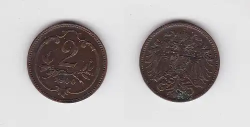 2 Heller Kupfer Münze Österreich 1900 (120970)