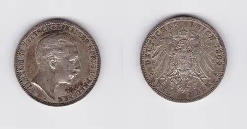 3 Mark Silbermünze Preussen Kaiser Wilhelm II 1909 Jäger 103  (119477)