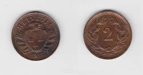 2 Rappen Kupfer Münze Schweiz 1933 B (127122)