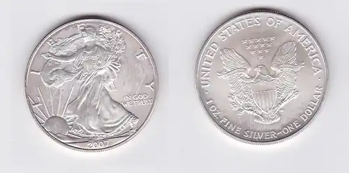 1 Dollar Silber Münze Silver Eagle USA 2007 1 Unze Feinsilber  (119721)