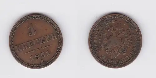 1 Kreuzer Kupfer Münze Österreich 1851 A (119835)