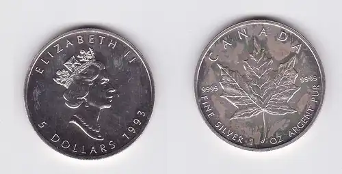 5 Dollar Silber Münze Kanada Meaple Leaf 1993 1 Unze Feinsilber (119783)