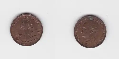 1 Centesimo Kupfer Münze Italien 1910 (124371)