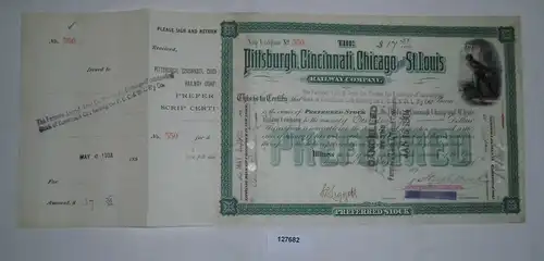 17 Dollar Aktie Pittsburgh Cincinnati Chicago and St.Louis Railway 1903 (127682)
