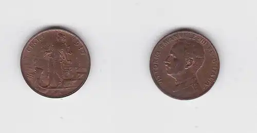 1 Centesimo Kupfer Münze Italien 1917 (125560)