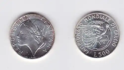 500 Lire Silber Münze Italien 1990 Fussball WM Italien (119712)
