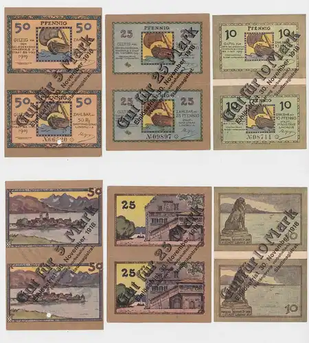 5, 10 & 25 Mark Banknoten Notgeld Stadt Lindau i.B. 10.11.1918 (124612)