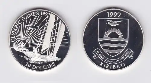 20 Dollar Silber Münze Kiribati 1992 Olympiade Segelboot (119536)