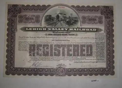 1000 Dollar Aktie Lehigh Valley Railroad State of Pennsylvania 1944 (127487)