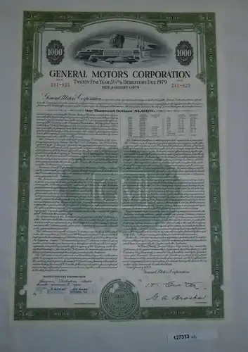 1000 Dollar Aktie General Motors Corporation Delaware 1. Januar 1954 (127313)