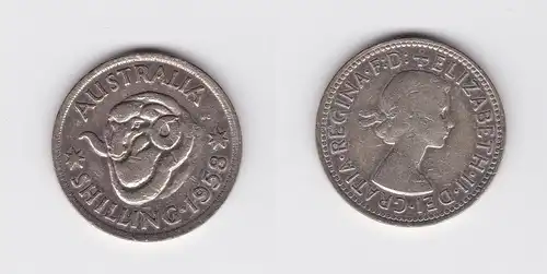 1 Schilling Silber Münze Australien Merino Widder 1958 (119884)