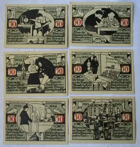 6x 50 Pfennig Banknoten Notgeld Stadt Weissenfels 1921 (136250)