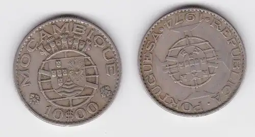10 Escudos Kupfer Nickel Münze Mosambik Moçambique 1974 (110037)