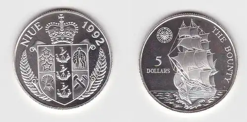 5 Dollar Silber Münze Niue 1992 Segelschiff Bounty  (117986)