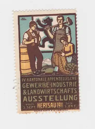 seltene Vignette Gewerbe Ind. & Landwirtschaftsausstellung Herisau 1911 (88586)