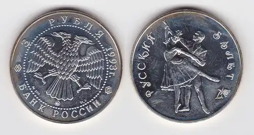3 Rubel Silber Münze Russland Ballett 1993 1 Unze Stgl. (115665)
