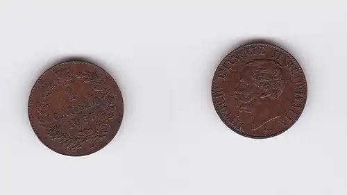 1 Centesimo Kupfer Münze Italien 1867 M (119575)