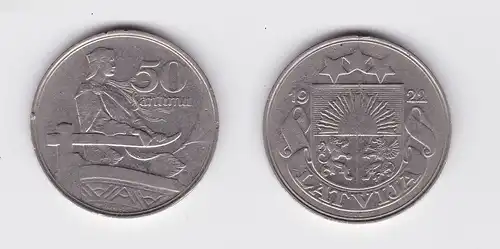 50 Santimi Nickel Münze Lettland 1922 (119913)