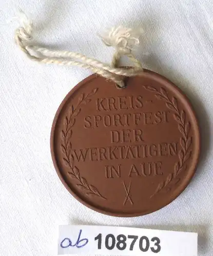 DDR Porzellan Medaille Kreissportfest der Werktätigen in Aue (108703)