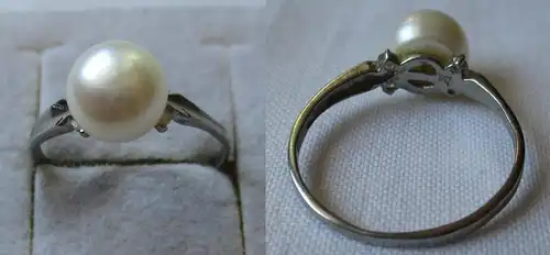 eleganter 925er Sterling Silber Damen Ring mit Perle und Zirkonia (133037)