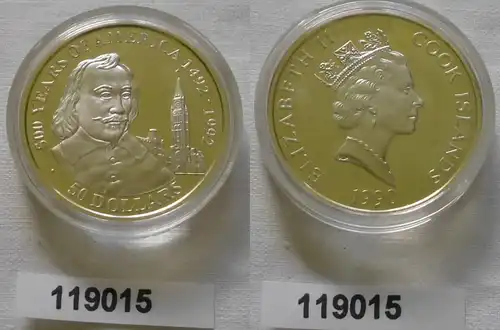 50 Dollar Silbermünze Cook Inseln 500 Jahre Amerika Pedro Alvares Cabral(119015)
