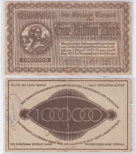 1 Million Mark Banknote Kreis Torgau 9.August 1923 (117485)