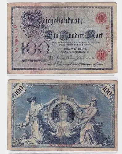 100 Mark Banknote Kaiserreich Deutsches Reich 08.06.1907 (117289)