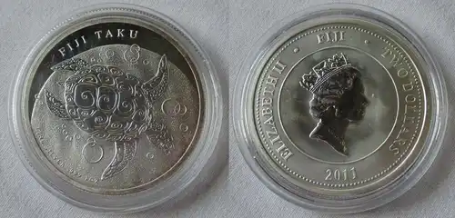 2 Dollar Silbermünze Fidschi 2011 Taku Schildkröte 1 Unze Feinsilber (134490)