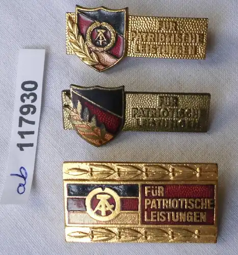 3 x DDR Ehrennadeln für patriotische Leistungen in Gold (117952)