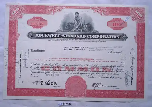 Aktie 100 Dollar Rockwell Standard Corporation Pennsylvania 1960 (117437)