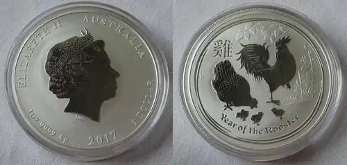 1 Dollar Silber Münze Australien Jahr des Hahn 1 Unze Feinsilber 2017 (134080)
